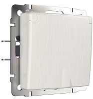 Розетка с заземлением без рамки Werkel 1-м. крышка шторки IP44 перламутровый рифленый картинка